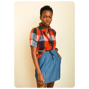 * NWT Never A Wallflower Denim Blue Track Skirt sz M